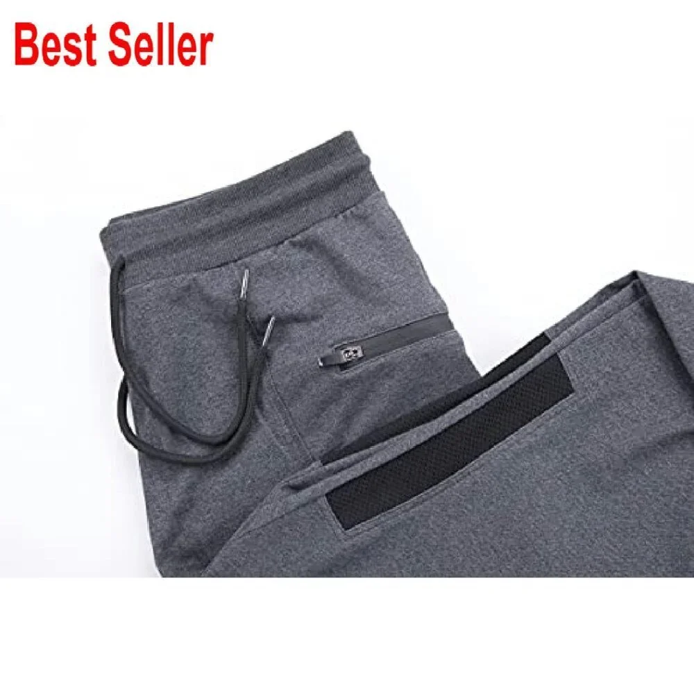 Slim Fit Joggers with Mesh Panels Zipper Pockets Activewear Gym Training Pants